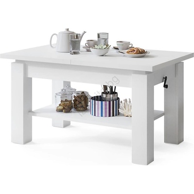 Mazzoni Разтегателна холна/трапезна маса с полица adonis бяла (mz0004)