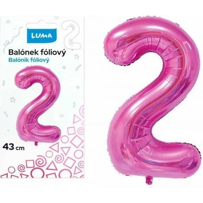 LUMA Balónek foliový č.2 RŮŽOVÝ 43 cm