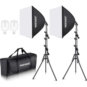 NEEWER softbox lighting set, equivalent to 700W, pack of 2 5700K LED light bulbs, 24 x 24 inch softboxes with E27 socket, photography continuous light set, photo studio equipment - Neewer (Neewer)