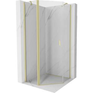 Mexen Mist петстенна сгъваема душ кабина 80 x 80 см, прозрачна, златна четка - 8A8-080-080-55-00 (8A8-080-080-55-00)