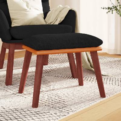 vidaXL Podnožka 45x29,5x35 cm textil a umělá kůže [341448] Černá, Tmavě hnědá