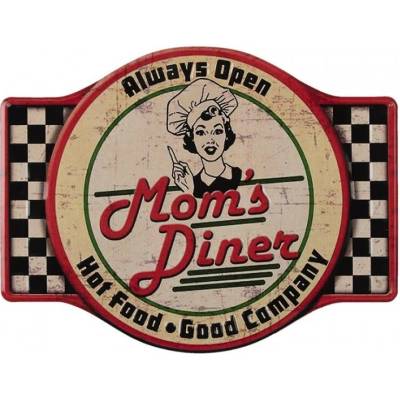 Nástěnná kovová cedule Mom´s diner – 45x1x35 cm