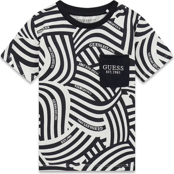 GUESS Тъмно синьо- бяла тениска за мини момче Guess с джоб
