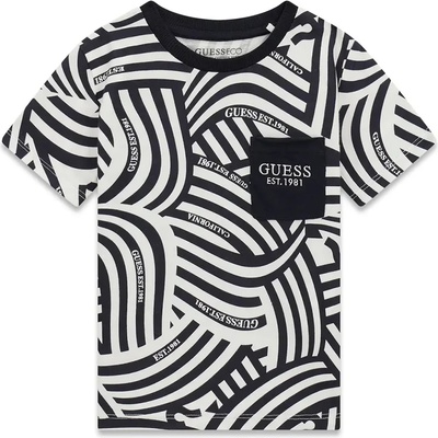 GUESS Тъмно синьо- бяла тениска за мини момче Guess с джоб