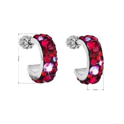 Pavona stříbrné kruhy s krystaly Crystals from Swarovski Cherry 31118.3 Cherry