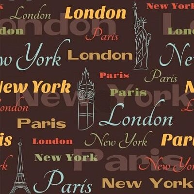 Legín/ plavkovina - Shield: Vzor města, London, Paris, New York / 50 cm