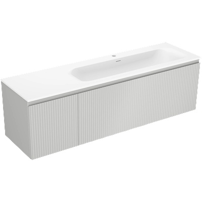 Rivel шкаф за баня 160 см с мивка Vela дясна, 1S, 1D, оребрена, сива мат/бяла мат - 91A23-16047-3-BBFF62-W23P01 (91A23-16047-3-BBFF62-W23P01)