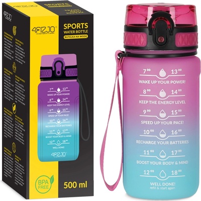4FIZJO športová fľaša na vodu modro ruzova 500 ml