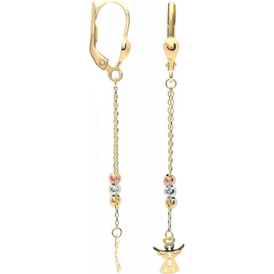 Šperk Holíč zlaté visiace náušnice s anjelikom ZN268