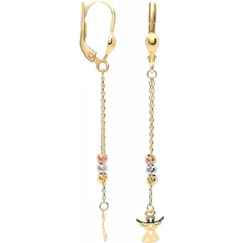 Šperk Holíč zlaté visiace náušnice s anjelikom ZN268