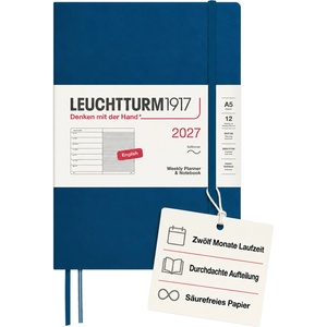 Leuchtturm1917 weekly calendar 2027 medium (A5) with notebook - 145 x 210 mm - January-December 2027 - 400241 (400241)