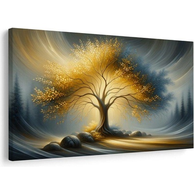 Obraz zlatý strom života v krajině - 90x60