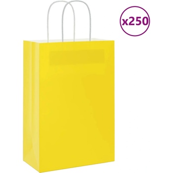 vidaXL Хартиени торбички 250 бр с дръжки жълти 21x11x31 см (4101784)