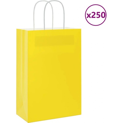 vidaXL Хартиени торбички 250 бр с дръжки жълти 21x11x31 см (4101784)