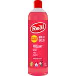 Real Maxi Cleaning с флорален аромат, препарат за почистване на подове от неръждаема стомана, стъкло, пластмаси, антистатичен, 1 л