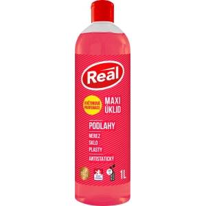 Real Maxi Cleaning с флорален аромат, препарат за почистване на подове от неръждаема стомана, стъкло, пластмаси, антистатичен, 1 л