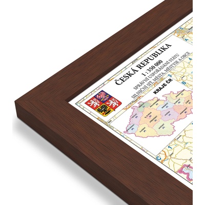 Excart Maps ČR - nástěnná administrativní mapa 135 x 90 cm Varianta: mapa v dřevěném rámu, Provedení: Pegi višeň