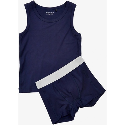 Minymo súprava chlapčenskej spodnej bielizne boxerky a tielko z bambusovej viskózy dark navy