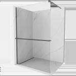 Mexen Kioto+ Душ екран с рафт Walk-in 70 x 200 cm, прозрачен, четка пистолет-сив - 800-070-121-66-00 (800-070-121-66-00)