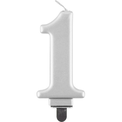 GoDan Narozeninová svíčka na dort 1 metalická stříbrná 8 cm – Zbozi.Blesk.cz