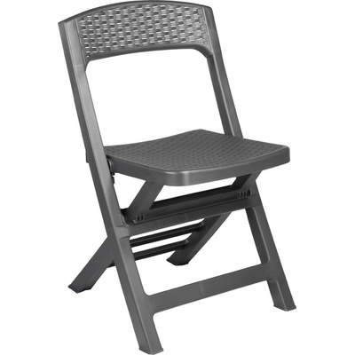 Progarden Záhradná plastová skladacia stolička Asso Rattan antracit