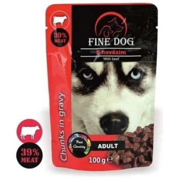 Fine Dog Adult Pouch Beef 100gr - Беззърнен пауч с говеждо месо за всички породи кучета 100гр