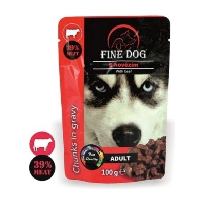 Fine Dog Adult Pouch Beef 100gr - Беззърнен пауч с говеждо месо за всички породи кучета 100гр