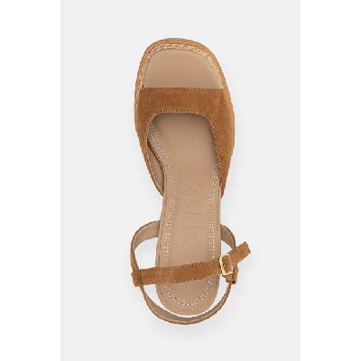 Souliers Martinez сандали с дебел ток от велур GRACIA (GRACIA.BROWN)