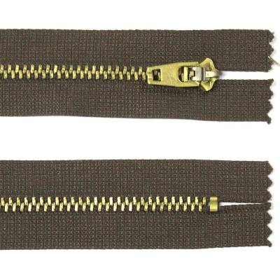 Kovový zip no.3 nerozepínací 10cm mosazné zlaté zoubky - více barev color: 704 tmavě hnědá