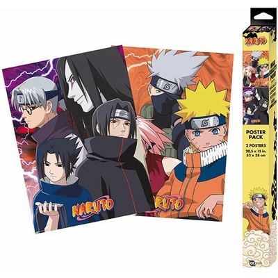 Set 2 plagátov Naruto Shippuden - Konoha Ninjas & Deserters (52x38 cm)