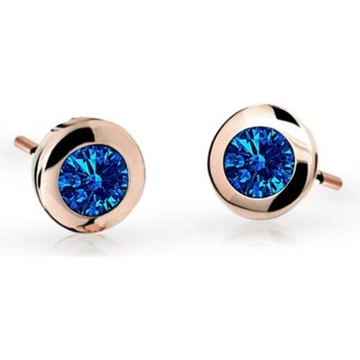 Danfil dětské náušnice C1537 z růžového zlata s kamínky Dark Blue zapínání puzeta