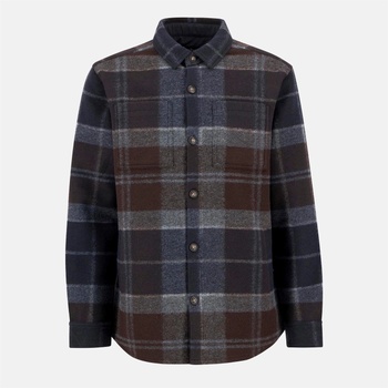 Barbour Риза с дълъг ръкав Barbour Men's Chapter Check Long Sleeve 4 Pockets Overshirt - MdOak Trtn TN38