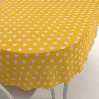 Biante bavlna oválny obrus Sandra SA-598 Biele bodky na žltom 140x160 cm
