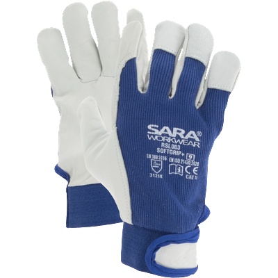 Sara Workwear Работни ръкавици softgrip - кожа и памук, en388 (rsl003-32-20)