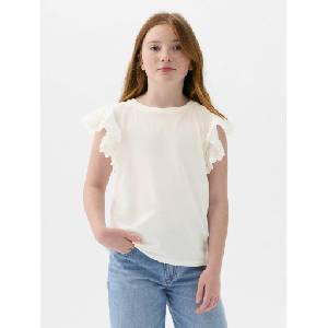 GAP Детска тениска с волани GAP GAP | Byal | Момичешки | 152/158