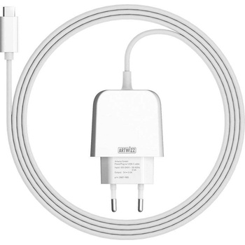 Artwizz PowerPlug with Integrated USB-C cable (2m) 15W - захранване за ел. мрежа с вграден USB-C кабел (бял)