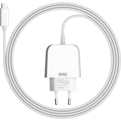 Artwizz PowerPlug with Integrated USB-C cable (2m) 15W - захранване за ел. мрежа с вграден USB-C кабел (бял)