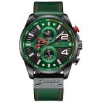 Curren Мъжки часовник Curren Jarar, Хронограф, Кожена каишка , Черен / Зелен (CURREN-8393-GREEN) Часовници