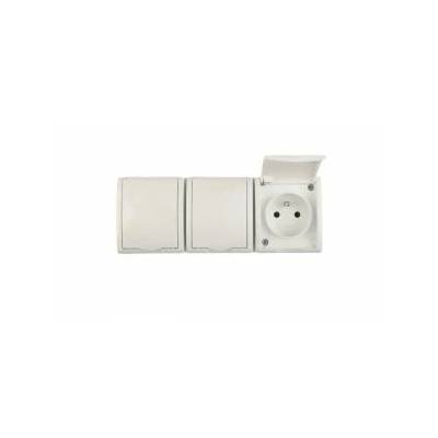 Triple hermetic socket AQUARIUS z/u 16A IP54 with full flap white - AQGZ1-3/11