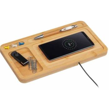 Image 1 of Xtronic Desk Organiser and Wireless Charger 10W - настолен органайзер с поставка (пад) за безжично зареждане за Qi съвместими устройства (бамбук)
