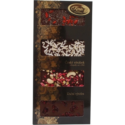 Kamila Chocolates Tabulky hořkých čokolád s posypem MIX 4x50 g