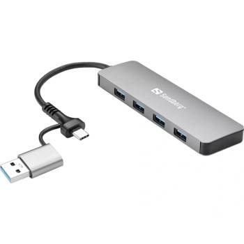 Sandberg Адаптер за концентратор и хъб, USB-C/A към 4xUSB 3.0 Хъб 136-63 (136-63)