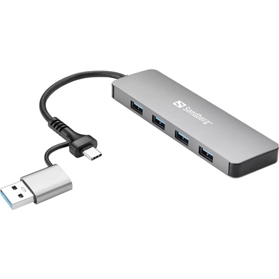Sandberg Адаптер за концентратор и хъб, USB-C/A към 4xUSB 3.0 Хъб 136-63 (136-63)