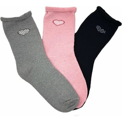 Dámské bambusové termo ponožky SRDCE 3-pack růžová MIX