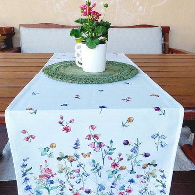 Evenit Jemná šerpa behúň s s potlačou 1729 lúčne kvety Polyester 40x90cm