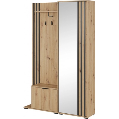 Piaski Předsíňová stěna Nelly 131 cm dub artisan černá – Zboží Dáma