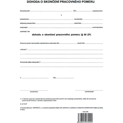 Igaz 99 Dohoda o skončení pracovného pomeru A4