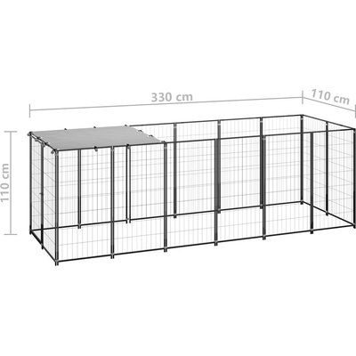 vidaXL Psí kotec černý 330 x 110 x 110 cm ocel – Zboží Dáma