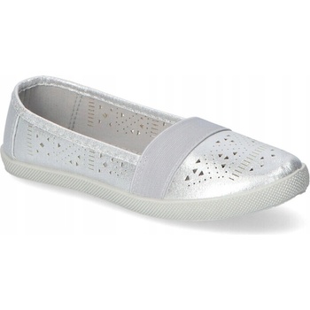 Prelamované dievčenské baleríny strieborné