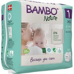 Bambo Nature Еко пелени за еднократна употреба Bambo Nature - 22 броя, размер 1, XS, 2-4кг. , хартиена опаковка (1000021511) - baby